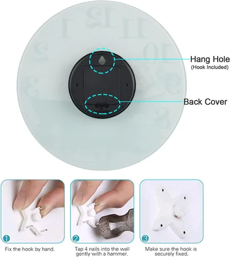 Miniatura 9 de Reloj de pared decorativo para baño, estilo rústico, impermeable, de cristal, para baño, piscina, jardín (12 pulgadas, azul)