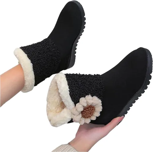 Miniatura 4 de Botas de nieve para mujer, de forro polar, de gamuza, de invierno, botines de tacón bajo, botas de vaquera, botas de trabajo, botas de vaquero