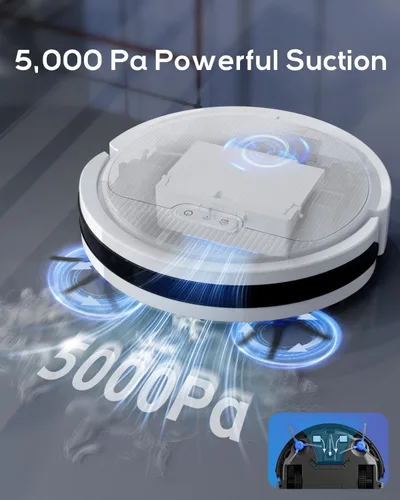 Miniatura 8 de V3 Robot aspirador y fregona, Robot aspirador 3 en 1 con succión de 5000Pa, funciona con WiFi 2.4G/Alexa/App/Control remoto, limpieza programada
