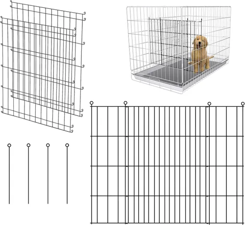 Panel divisor de jaula para perros, paquete de 2 unidades de metal negro, compatible con 42 a 48 pulgadas y otros tamaños de jaulas, 28 pulgadas de