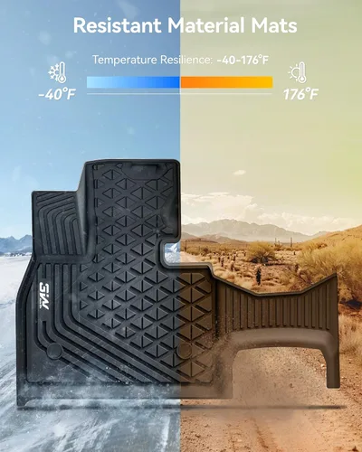 Miniatura 5 de 3W - Alfombrillas de piso de elastómero termoplástico (TPE), para todo tipo de clima, juego completo de primera y segunda fila, color negro
