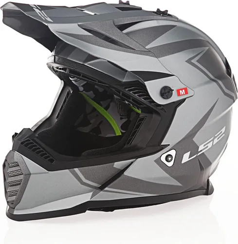 LS2 Gate TwoFace - Casco de motocicleta todoterreno para adultos, color gris mate/negro, talla 2XL
