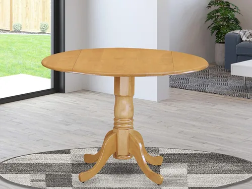 Miniatura 2 de East West Furniture Dining DLT TP Mesa redonda moderna de mediados de siglo y 42 x 29.5 con acabado de roble y NFC-Oak-C sillas de comedor, asiento