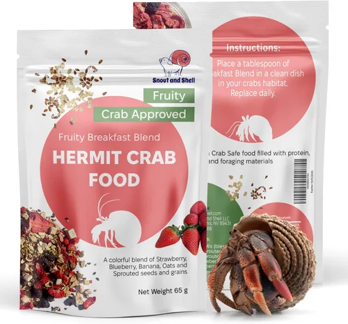 Alimento natural para cangrejos ermitaños – Alimento ermitaño alto en proteínas con fruta real y granos germinados – 65 g (2.3 oz) de alimento para