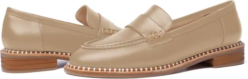 Miniatura 6 de FOGEENA Mocasines de cuero mate para mujer, estilo casual, sin cordones, punta redonda, tacón bajo grueso, zapatos de vestir de 1 pulgada