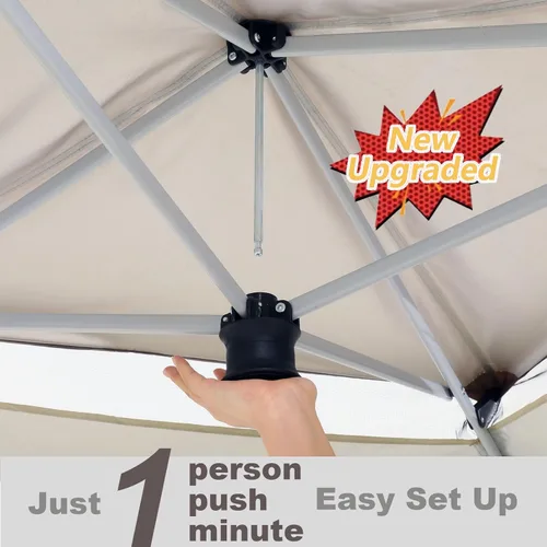 Miniatura 5 de COBIZI - Tienda desplegable de 3,66 x 3,66 metros en oferta - Cenador portátil de metal para exteriores con mosquitero, impermeable - Cenador Caqui