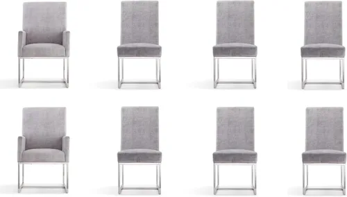 Miniatura 13 de Manhattan Comfort Element Mid Century - Silla de comedor tapizada moderna, juego de 6, color azul