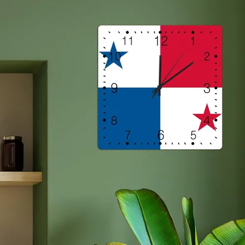 Miniatura 4 de Reloj de Panamá para pared, bandera de Panamá, retro, estilo granja, relojes de madera, bandera nacional, reloj de recuerdo silencioso, sin tictac