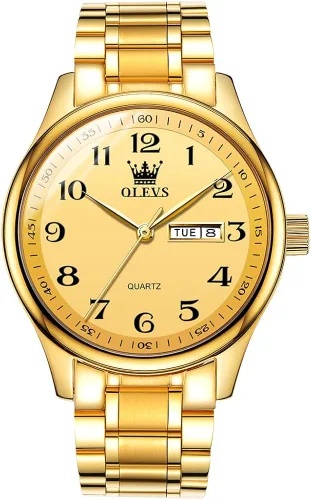 Reloj casual de acero inoxidable para hombre, de cara grande, reloj analógico de cuarzo con día y fecha, clásico resistente al agua con números