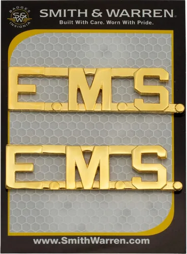 Miniatura 5 de Smith & Warren 1/2" E.M.S Letras Collar Rango Insignia Pin Oro Acabado Emergencia Servicio Médico Uniforme Pin