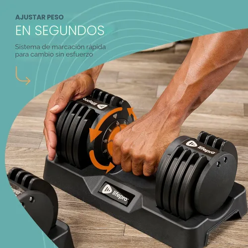 Miniatura 3 de Lifepro Adjustable Dumbbells Set – Quick Adjustment, Anti Slip Handle – Space Saving & Strength Training Weights for Home Gym Exercise & Fitness Par