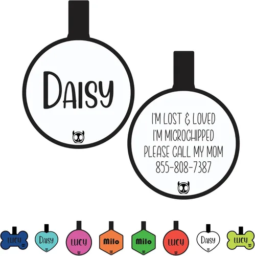 Miniatura 34 de Etiqueta de gato silenciosa de silicona personalizada con 5 líneas de grabado profundo personalizado duradero, etiqueta de identificación de mascota