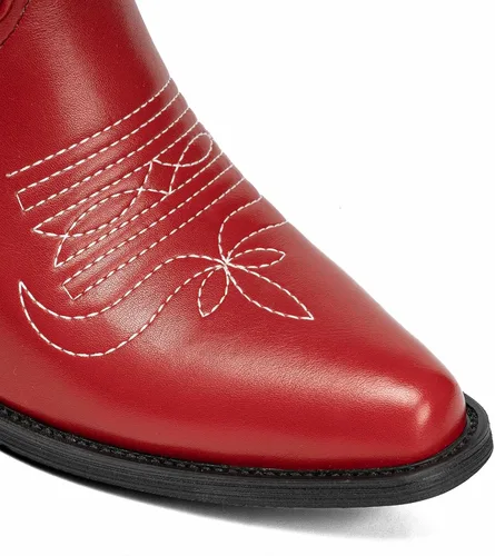 Miniatura 6 de SO SIMPOK Botas altas bordadas hasta la rodilla para mujer, botas vaqueras de tacón grueso para mujer, botas vaqueras occidentales