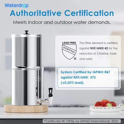 Miniatura 2 de Waterdrop TK - Sistema de filtro de agua por gravedad con espiga de vidrio de visión, estándar NSF/ANSI 42 y 372, PFAS, reducción de cloro y plomo
