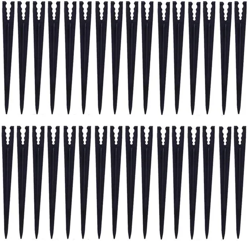 200 estacas de plástico para riego por goteo para manguera de tubo de 1/4 de pulgada, soporte de manguera de riego de 4/7 o 3/5 y emisores/kits de