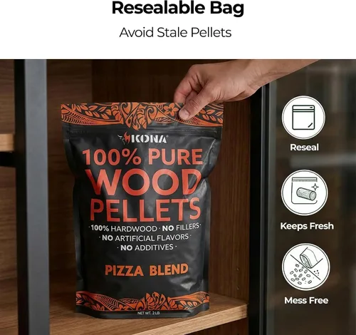 Miniatura 4 de Kona Pizza Blend - Gránulos de madera para ahumar, 100% madera dura natural, rico sabor ahumado, ideal para hornos de pizza, ahumadores y tubos