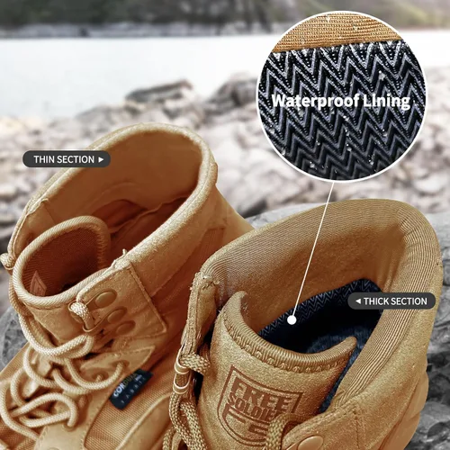 Miniatura 5 de FREE SOLDIER Waterproof Hiking Work Boots Men's Tactical Boots 6 Inches Lightweight Military Boots Breathable Desert Boots