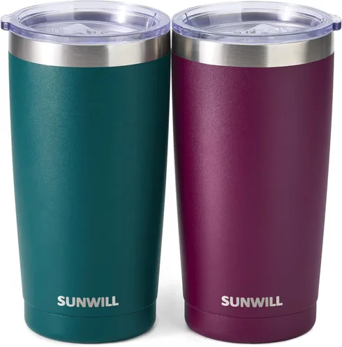 Miniatura 22 de SUNWILL Vaso de café de viaje de 20 onzas, taza aislada con tapa, taza de acero inoxidable para bebidas calientes y frías, con recubrimiento