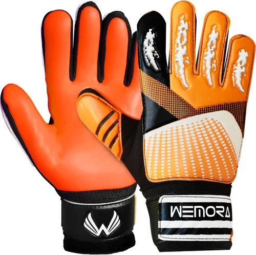 Guantes de portero de fútbol para niños y jóvenes junior de 4mm antideslizantes con agarre fuerte en la palma Naranja