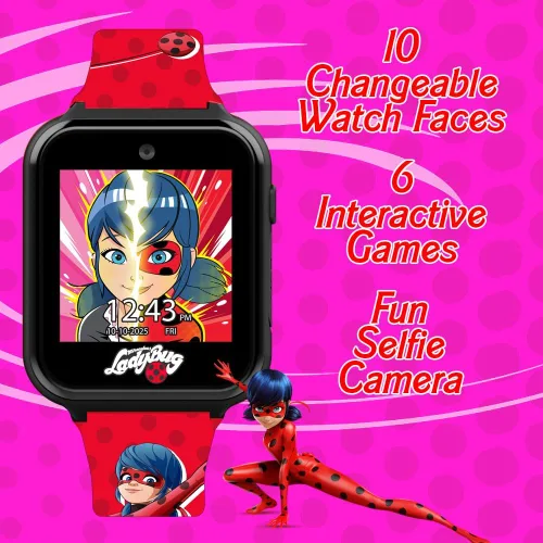 Miniatura 6 de Miraculous Kids - Reloj inteligente interactivo para niños, reloj con pantalla táctil con 10 caras intercambiables, contador de pasos