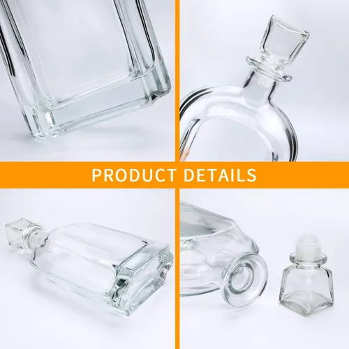 Miniatura 3 de Salzesfalls Decantador de whisky con tapón de vidrio, botella de vidrio de whisky con tapón geométrico hermético para vino, bourbon, brandy, licor