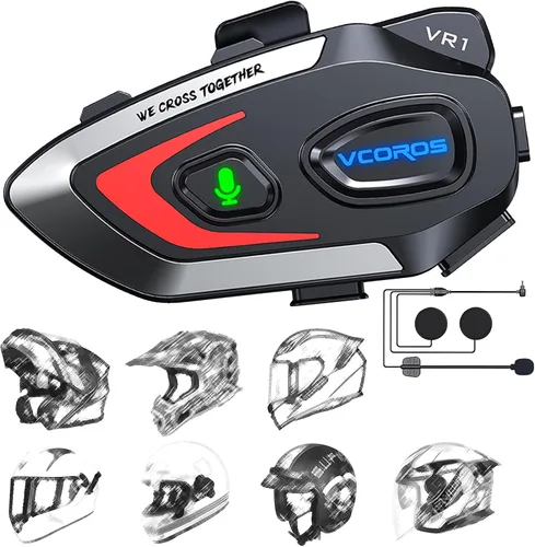 Miniatura 8 de VCOROS VR1 Auriculares para Casco de Motocicleta, Altavoces de Casco de Larga Duración de Batería con Respuesta Automática/Doble Cancelación