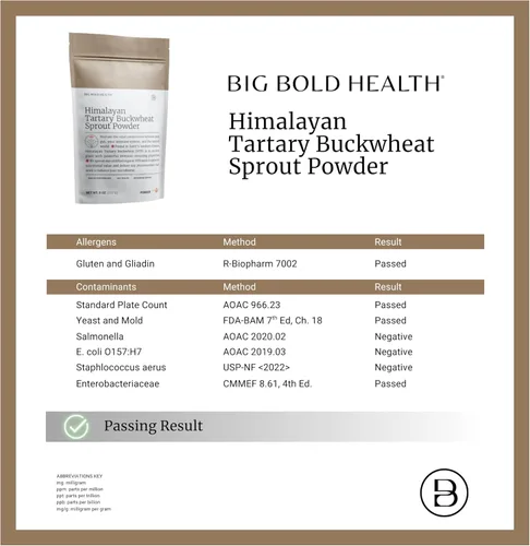 Miniatura 7 de BIG BOLD HEALTH Himalayan Tartary - Polvo de germinado de trigo sarraceno, rico en polifenoles y fibra prebiótica, sin OMG, sin gluten, sin granos