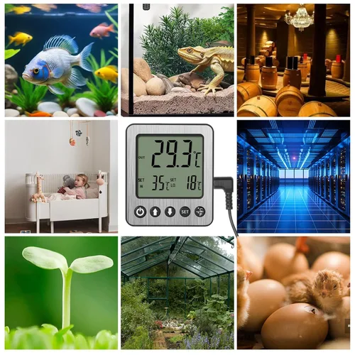 Miniatura 7 de Termómetro para refrigerador, alarma de congelador, termómetro digital para congelador con sensor adicional, alarma de alta y baja temperatura