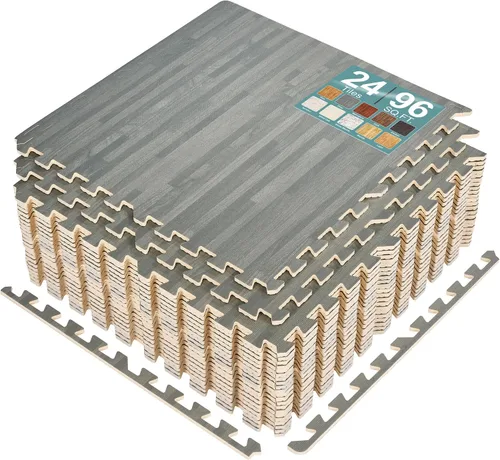 Miniatura 20 de Sorbus Losetas de suelo de madera veteada, esteras de espuma EVA entrelazadas, losetas de 3/8" de grosor para suelos de madera, esteras de ejercicio