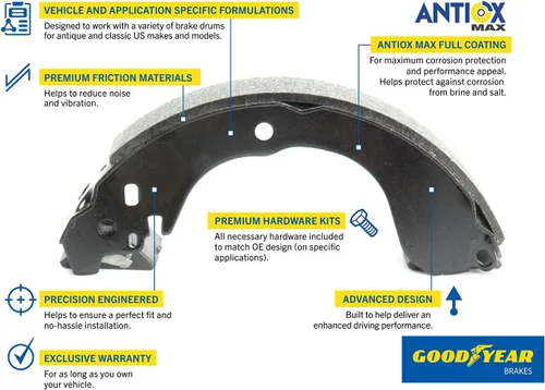 Miniatura 2 de Goodyear Frenos GYS814 Zapata de freno trasera premium para Chevrolet Aveo 17-04, Aveo5 11-06, Spark 21-11; Pontiac G3 10-09, Wave 07-05; Suzuki