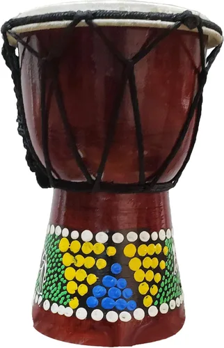 Miniatura 3 de Djembe decorativo de novedad de 6" de alto x 4" de ancho en la parte superior (Abstracto, 15.2 cm)