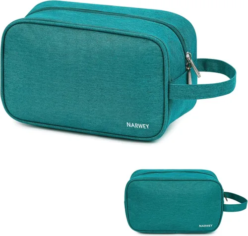 Miniatura 11 de Bolsa de aseo grande de tamaño completo, bolsa de cosméticos, bolsa de maquillaje de viaje, organizador para mujeres, hoja verde Z, M