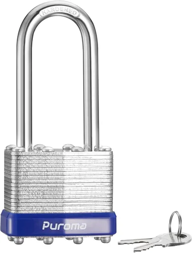 Miniatura 7 de Puroma Lock 1 Pack Candados, Candados de 1-1/2” de grillete largo, candados resistentes con 2 llaves, candados de acero endurecido de 40 mm