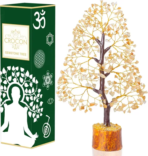 Miniatura 25 de Crocon Árbol de la vida de cristal de cuarzo transparente, chakra para energía positiva, decoración de Feng Shui, árbol bonsái de dinero con piedras
