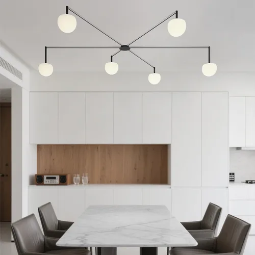 Miniatura 2 de Lámpara de Techo Semiempotrada de Cristal Negro de 3 Luces Adecuada para Salas de Estar, Dormitorios, Pasillos, Comedores, Comedores, Lámpara