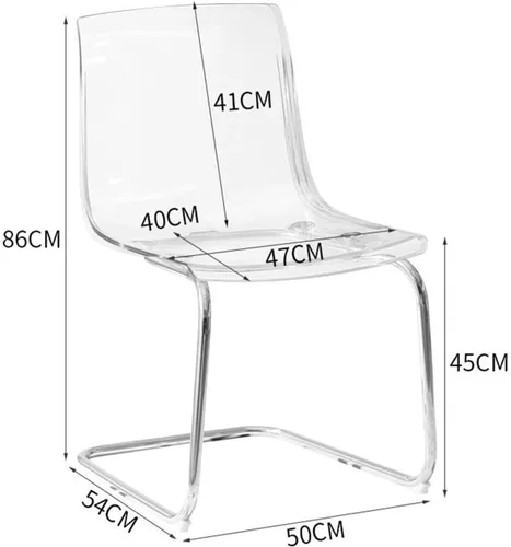Miniatura 3 de Silla de comedor con respaldo transparente para el hogar, silla de acrílico de ocio de diseño minimalista, con respaldo de silla de acrílico