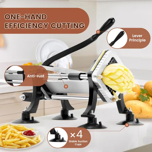 Miniatura 2 de BIEAMA Cortador comercial de papas fritas con cuchillas de acero inoxidable de 1/4 ", 3/8", 1/2 ", cortador de papas fritas para papas y zanahorias