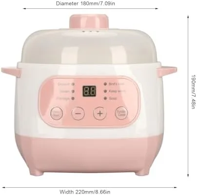 Miniatura 5 de ZJchao Olla eléctrica para estofado, 1 L, 200 W, eléctrica, inteligente, de cerámica, gachas de avena, mini olla de cocción lenta, antiquemaduras