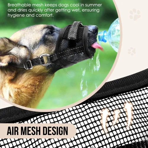 Miniatura 2 de SlowTon Bozal para perros – Protector bucal de malla suave para perros pequeños, medianos y grandes, Chihuahua, Husky Labrador Retriever, bucle