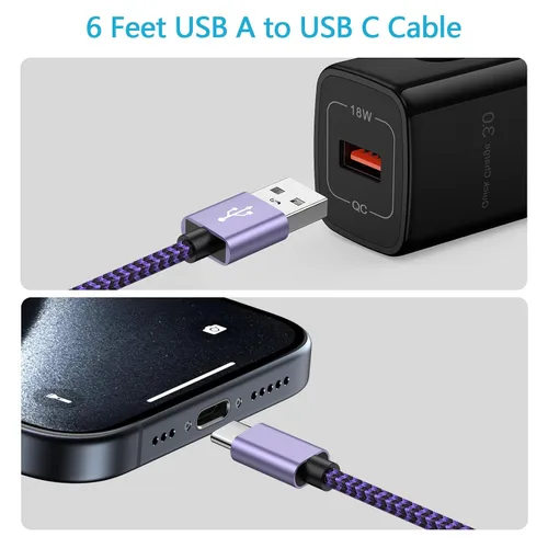 Miniatura 6 de Cable de carga para Samsung S26+ S26, cable de 6 pies para Samsung Galaxy S26 Plus Ultra S25+ S25 FE S24+ S24 S23+ S23 S22 S21 S20 S10 S10e, cable