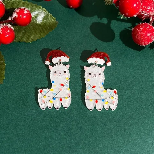 Miniatura 2 de Aretes de Navidad para mujer, diseño de dinosaurio, arcoíris, aretes de acrílico, regalo de Navidad para niñas