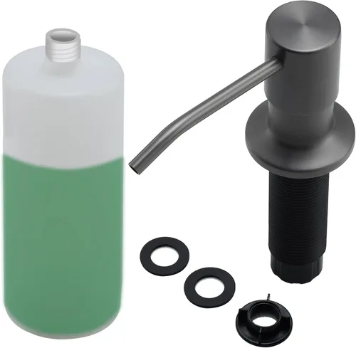 Miniatura 8 de Dispensador de jabón integrado para fregadero de cocina, cabezal de bomba de encimera de níquel cepillado de acero inoxidable, dispensador de loción