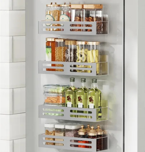 Miniatura 9 de Estante magnético para especias con frascos, estante magnético para especias para refrigerador, 24 tarros de especias con etiqueta, estantes Negro