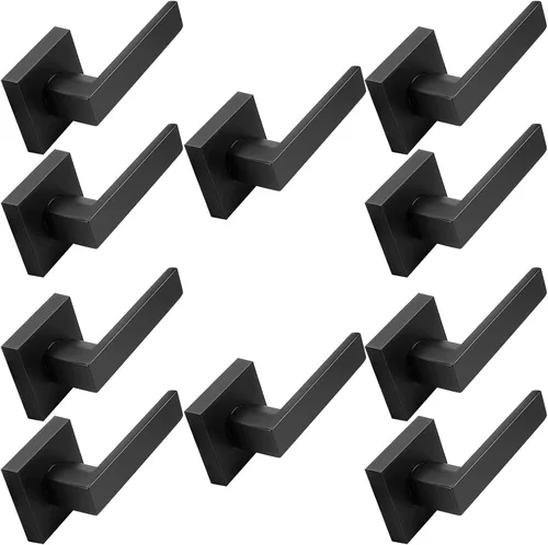 Miniatura 6 de Probrico Palancas Medias Ficticias Negro Mate, Pomos de Puerta Cuadrados que No Giran para Puertas de Mano Izquierda o Derecha, Manija de Puerta