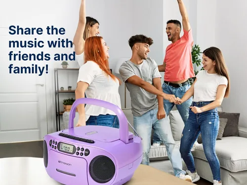 Miniatura 10 de Emerson Reproductor de CD portátil Boombox con reproductor de cassette combo, grabadora de cinta, radio AM/FM, AUX, conector para auriculares