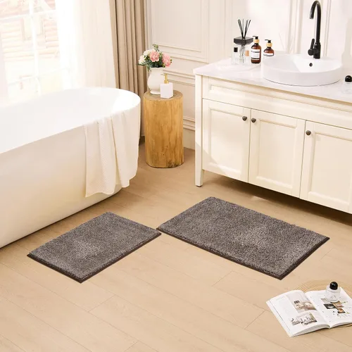 Miniatura 3 de CozeCube Tapetes de baño circulares de vellón para baño, esponjosos, absorbentes, de microfibra de secado rápido, antideslizantes, lavables