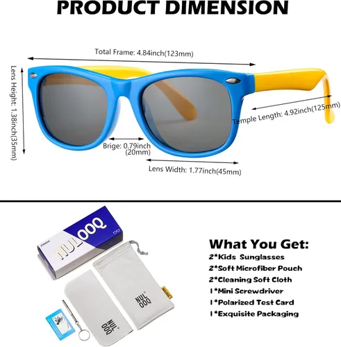 Miniatura 4 de Lentes de sol polarizados para niños y niñas, marco flexible irrompible TPEE con protección UV400 de 3 a 8 años