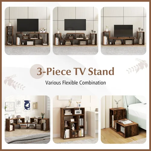 Miniatura 2 de Giantex Soporte de TV de combinación libre para dormitorio, centro de entretenimiento para TV de 50, 55, 60, 65 pulgadas, mesa consola multimedia