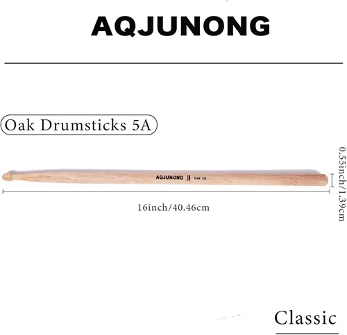 Miniatura 2 de Baquetas 5A, 12 pares de baquetas clásicas de madera de roble para batería acústica y juego electrónico, accesorios profesionales de percusión