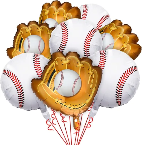 Skylety 8 globos de béisbol de papel de aluminio para decoración de fiesta de cumpleaños de 18 pulgadas con temática deportiva para adultos mayores